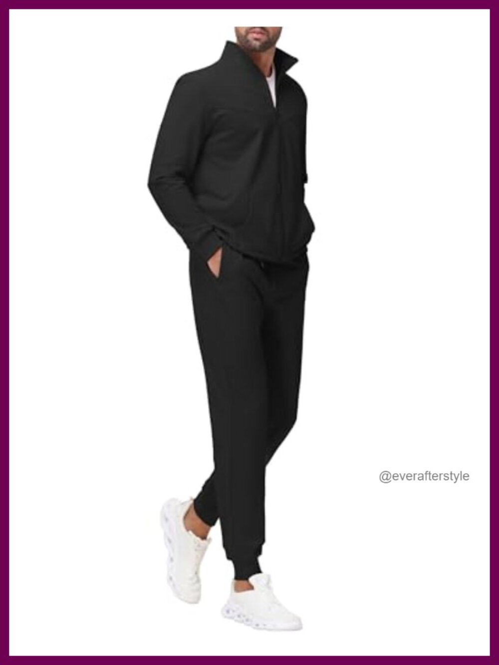 Men's Cotton Blend Quarter Zip Sweatsuit Set Relaxed Fit Track Suit
